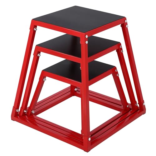 Plyometric Jump Box, Jumping Trainers Heavy-Duty Steel Plyo Boxes with Rubber Pad for Home Gym, Jump Platforms Step Up Box, Conditioning Strength Training 12"/18"/24"/30" - size: 12+18+24 Inch