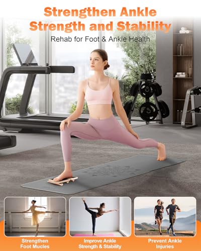 Ankle Strengthener & Single Leg Balance Board, Foot Strengthener for Plantar Fasciitis & Achilles Tendonitis, Physical Therapy, Sprain Recovery & Arch Support - color: Black