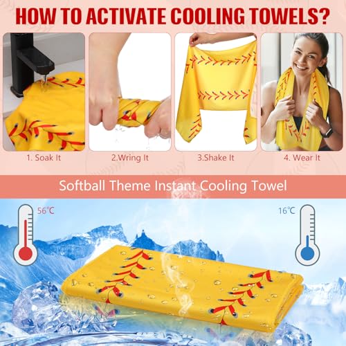 Hahafelt 24 Pcs Team Gifts, Including 12 Cooling Towels, 12 Drawstring Backpack Sports Party Favor for Teens Players Athletes Gifts Sport Supplies - style: Softball Style