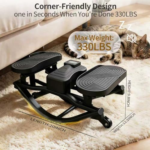 Rock Stepper, Side to Side Rock Stepper Exercise Machine, Low-Impact Balance Board with Digital Counter and Resistance Band, 330 LBS Weight Capacity for Full Body Workout Balance - color: Black