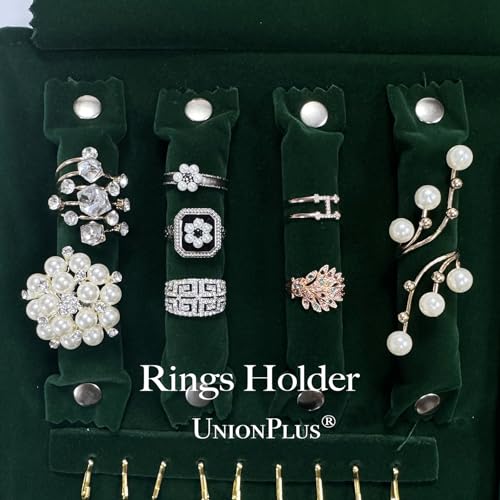 UnionPlus Velvet Travel Jewelry Case Roll Bag for Necklaces Brackets, Great Jewelry Organizer for Travel, Multi Jewelry Organizer, Blackish Green - color: Blackish Green Multi, size: Medium