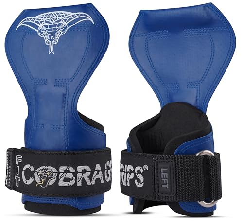 Cobra Grips Weight Lifting Gloves with Adjustable Neoprene Padded Wrist Wraps - Heavy Duty Alternative to Power Lifting Hooks for Deadlifts - color: FIT BLUE Rubber, size: 4.25 - 7.0"