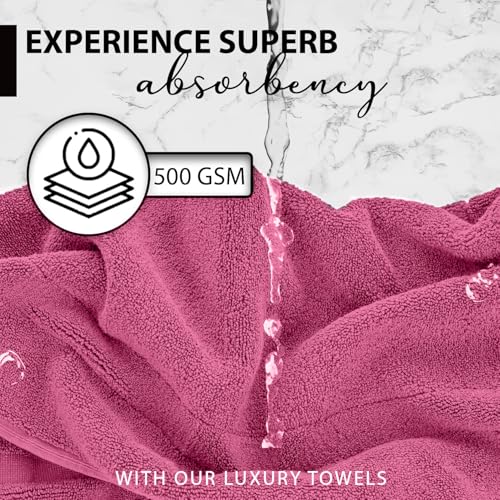KAHAF COLLECTION 100% Cotton Bath Towels, 24x48 Pack of 6 Towels, Quick Dry, Highly Absorbent, Soft Feel Towel, Gym, Spa, Bathroom, Shower, Pool, Luxury Soft Towels (Pink, 24x48-6 Pack) - color: Pink, size: 24x48 - 6 Pack