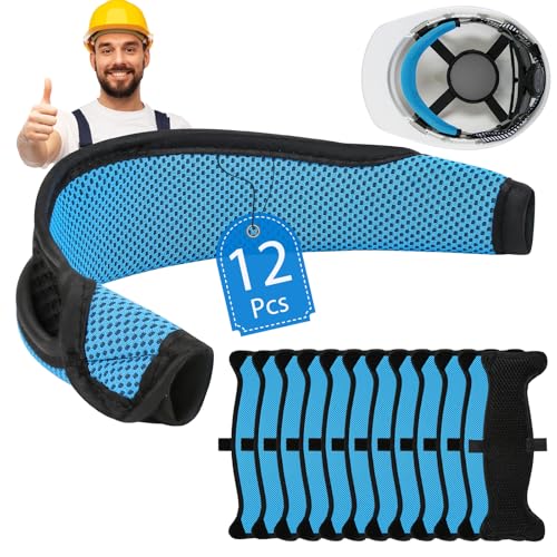 12 Pcs Hard Hat Sweatbands | 3-Layer Fabri Hard Hat Liner Accessories, Blue | Washable 3-Layer Fabri Hard Hats Accessories for Safety & Welding Helmets,Reusable,Cotton,Replacement,Cooling 3D Mesh Design - color: Blue, size: (12Pcs Sweatband)11.8"×3.15"