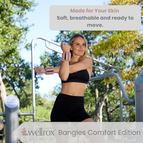 Wellrox Weighted Bangles – Adjustable Ankle and Wrist Weights for Women & Men – Set of Ankle Weights 2 lbs (1 lb Each Wrist Weight) | Weighted Arm Bands for Pilates, Yoga, Running & Walking - color: Dusty Rose
