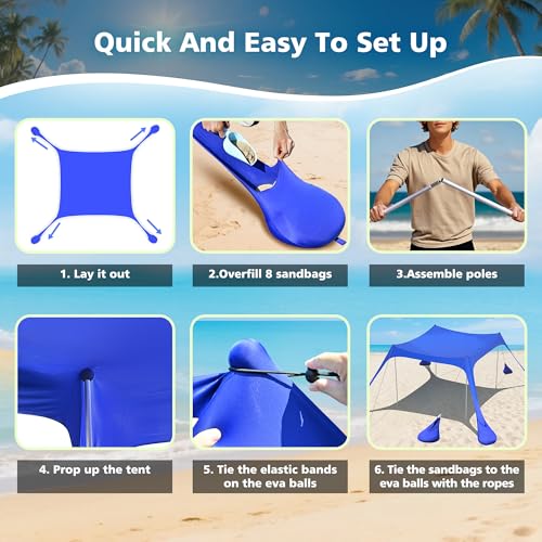 2PM SPORTS Beach Tent Sun Shelter 10x10 FT - UPF 50+ UV Protection, 8 Sandbags, Easy Setup, Portable Beach Shade Canopy for Family Picnic Camping Travel - color: seaweed