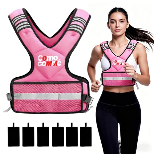 Adjustable Weighted Vest for Men Women, 4-10lb/12-18lb/20-32lb Vest with 6 Ironsand for Weights Running Workout and Training, Adjustable Body Weight Vest Exercise Set for Running, Walking - color: Pink, size: 4-10 lb