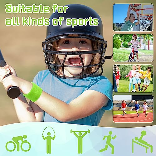 Lounsweer Wrist Sweatbands Bulk for Kids Adult Teams Sweat Bands Sports Wristband Athletic Neon Sweatbands for Football Basketball Tennis Running Gym Party Gifts - color: Green