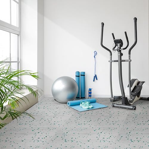 Sorbus Wood Grain Floor Tiles Foam Mat EVA Interlocking Mats Tile 3/8-Inch Thick Flooring Wood Puzzle Exercise Mats w/Borders - Home Playroom Basement, Apartment, Trade Show, Baby, Dance - color: Terrazzo - Green, size: 12 Pack