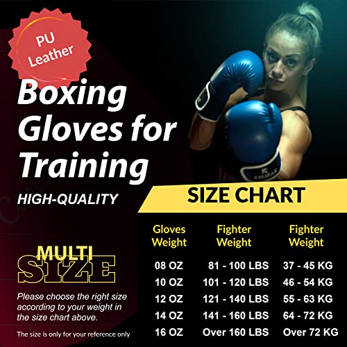Kruzak Boxing Gloves for Men & Women, Sparring & Kickboxing Gloves, Muay Thai & MMA Gloves, 8-16 oz - color: Blue, size: 16 oz