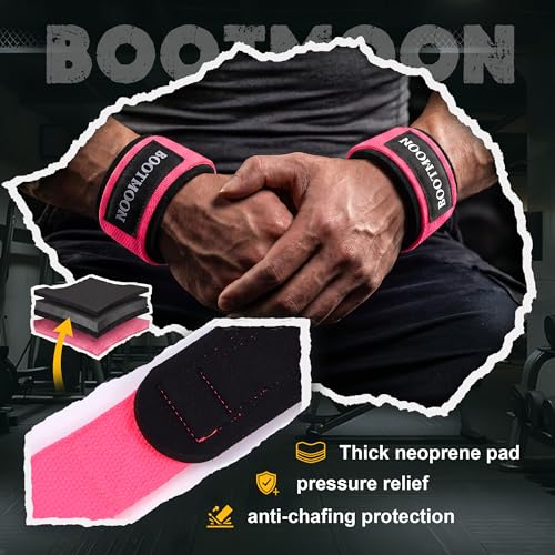 Lifting Wrist Straps for Weightlifting One-Hand Snap Lock Wrist Wraps Padded Cotton Gym Accessories for Women Men Deadlift Lifting Workout Gear