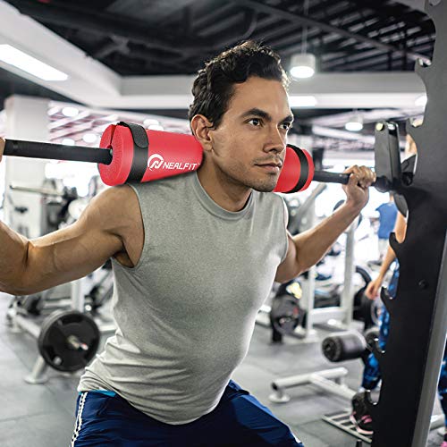 NEALFIT Barbell Pad Squat Pad for Squats—Squat Bar Pad—Great for Weightlifting,Lunges and Hip Thrusts—Foam Sponge Pad—Fit Standard and Olympic Bars Perfectly - color: Red