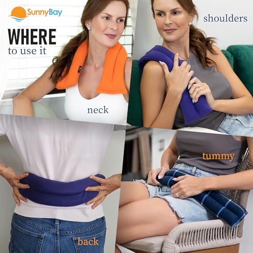 SunnyBay Microwave Heating Pad for Neck and Shoulders, Versatile Neck Heating Pad, 2.8 pounds 26 inches Long Microwavable Neck Wrap Warmer Pack, Hot Therapy to Relax Sore Muscles (Sky Blue) - color: Unscented - Sky Blue