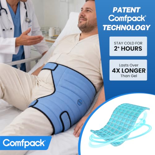 Comfpack Hip Ice Pack Wrap, 2 Hours Long Lasting Cold for Hip Replacement Surgery, Flexible & Evenly Cooling Reusable Ice Pack for Injuries, Sciatica, Bursitis, Hip Flexor Pain, Gift for Men Women(L) - size: Large