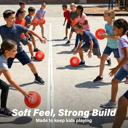 GoSports Inflatable Dodgeballs - Choose 5 Inch or 7 Inch No Sting Balls - Set of 6 Includes Ball Pump & Mesh Bag - color: 7" Balls 6 Pack - Red