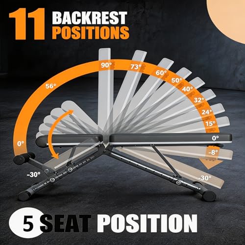 BARWING Adjustable Weight Bench Workout Bench, 1000/1300 LBS Heavy Duty Incline Decline Bench for Home Gym, Easy Assembly Foldable Training Lifting Bench - color: FULL BLACK