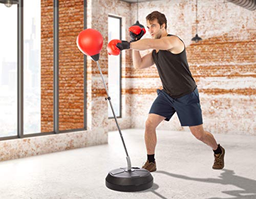 Tech Tools Punching Bag with Stand Adjustable Boxing Speed Bag Teens Adults - style: Adult