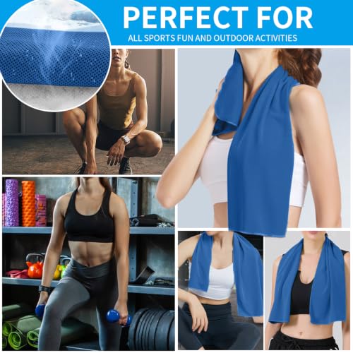 Puomue 5 Pack Cooling Towels, 40 Inches X 12 Inches, Breathable Soft Chilly Microfiber Towel for Yoga, Sport, Running, Workout, Gym, Camping and Fitness, Dark Blue - color: Dark Blue