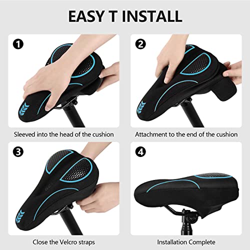 Bike Seat Cushion Gel Padded Bike Seat Cover Extra Soft Comfy for Men Women Comfort,with Peloton Stationary, Exercise, Mountain Bikes, Road & Electric - color: Blue