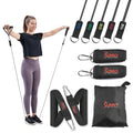 Sunny Health & Fitness Premium Resistance Band Set with Door Anchors, Wrist Straps, Handles Carry Bag Optional Padded Ankle Straps (Pair) for Strength Training, Booty Workout, Lower Body Exercises - style: NO. 089-COMBO