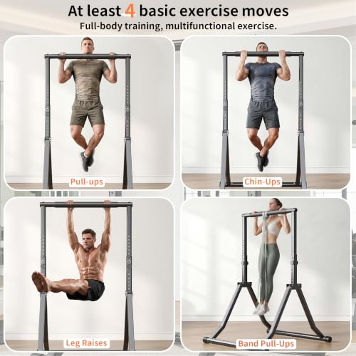 Foldable Pull Up Bar Station 58.3''-76.8'' Power Tower - color: 58.3"-76.8" with Assistance Bands