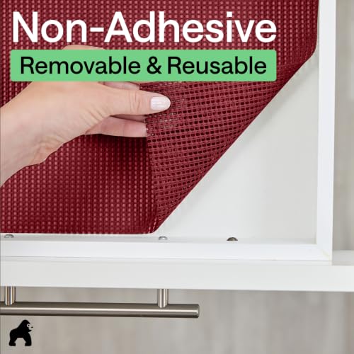 GORILLA GRIP powerGRIP Drawer Shelf and Cabinet Liner, Thick Strong Hold, Non-Adhesive Liners Protect Kitchen Cabinets and Cupboard, Bathroom Drawers, Easy Install, Breathable Mat, 12" x10', Red - color: Red, size: 12" X 10', style: 12" x 10'