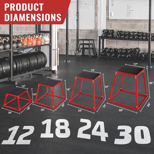 GarveeLife Plyometric Jump Box, Heavy-Duty Steel Plyo Boxes with Rubber Pad for Home Gym, Jump Platforms Step Up Box, Jump Trainers Conditioning Strength Training with Sizes 12", 18", 24", 30" - size: 12"/18"/24"/30"