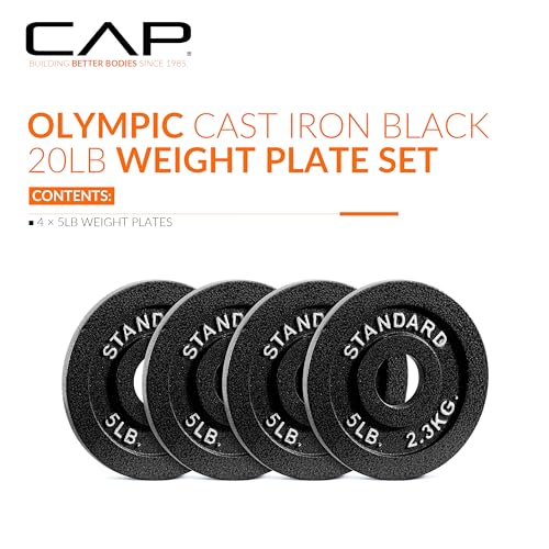 CAP Barbell 2-Inch Olympic Weight Plate | Multiple Options - size: 5 lb - Set of 4, style: Classic - Black