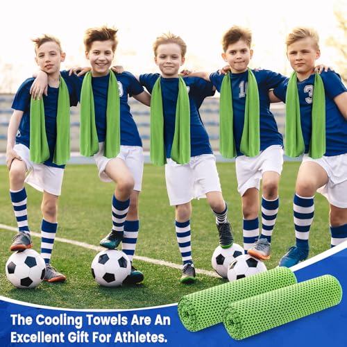Hosuly 6 Pack Cooling Towels 40"x12" Ice Towel Cooling Neck Wraps Soft Breathable Chilly Stay Cool in Summer for Sports Yoga Golf Gym Activities(Bright Green) - color: Bright Green