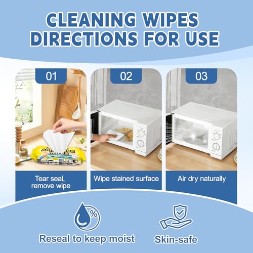 72Pcs Appliance Wipes for Cleaning Washing Machine, Dryer Stainless Steel Refrigerator, Glass Cooktop, Microwave, Dishwasher, Counter, Tile
