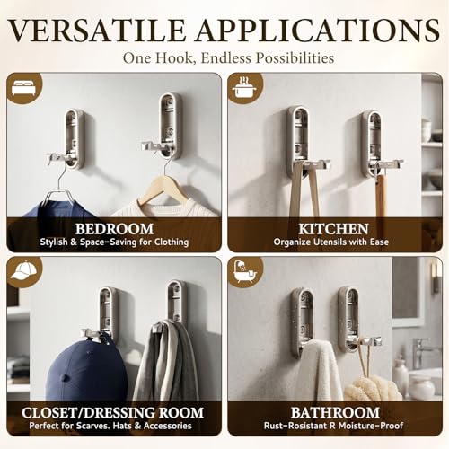 Folding Coat Hooks Silver, 4 Pack Heavy Duty Zinc Alloy Folding Wall Hooks, Foldable Wall Hook for Hanging Clothes, Bags, Hats, Towels, Keys (Silver, 4 Pack) - color: Silver, size: 4 Pack