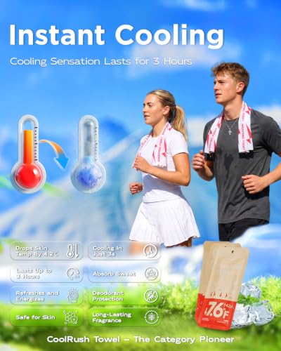 CoolRush Towel, Cold Neck Wrap for Hot Weather, Large Cooling Body Wipe, Chilly Wet Rag For Sports, Travel, Baseball, Yoga, Golf, Softball, Camping, Hiking, Biking, Gym, Trip, Beach Essentials - color: Red
