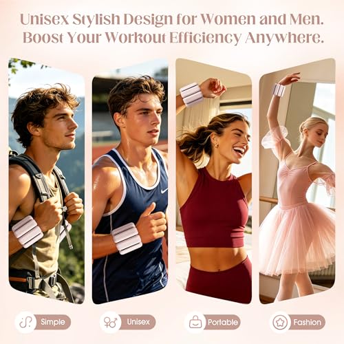Wrist Weights, 2Pack Adjustable Ankle Weights for Women/Men, Silicone Weighted Bangles for Yoga, Pilates, Running & Walking, Arm & Leg Weights, 2lb - color: Beige