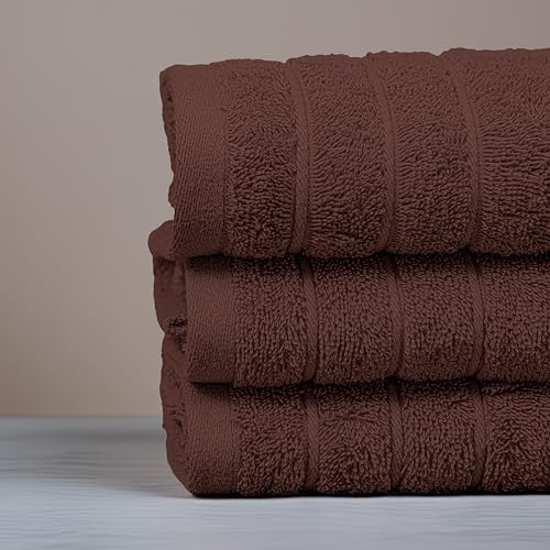 Tens Towels Pack of 6 Hand Towels, 100% Cotton, Lighter Weight, Quick to Dry, 16 x 28 Inches, Super Soft & Absorbent, Perfect for Bathroom & Kitchen (Brown) - color: Brown