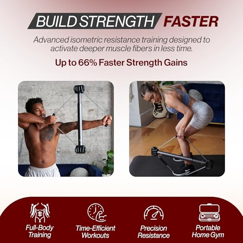 Bullworker Bow Classic 36" Isometric Exercise Equipment, Portable Home Gym Customized Variable Resistance, Chest and Arm Trainer, Full Body Strength Trainer, Shoulder Exerciser