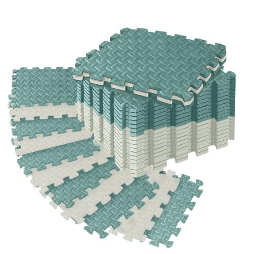 18pcs Puzzle Exercise Mat, 12.6"x12.6"x0.4", 18sqft EVA Interlocking Foam Floor Tiles, Protective, Water-Resistant Flooring for Home Gym & Workout Equipment - color: Sage Gray Duo