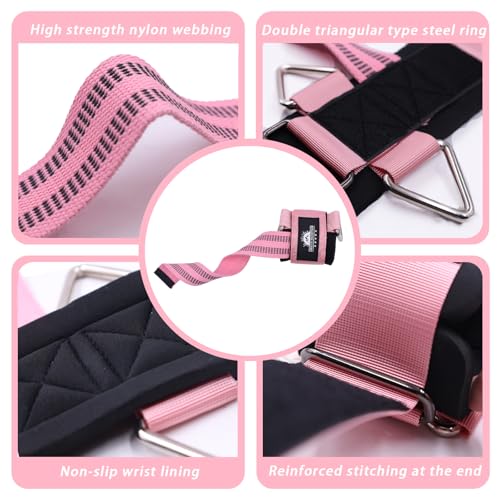 Wrist Cuffs Weight Lifting Straps – Heavy-Duty Cable Machine Attachments & Weightlifting Wrist Support for Lateral Raises, Pull Exercises & Strength Training - color: pink, size: size M