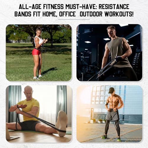 Thenshop 20 Pcs 4 Sets Resistance Bands 5 Levels Pull up Assistance Bands Long Heavy Duty Exercise Workout Band Straps for Working Out Muscle Training Physical Therapy Muscle Training Men and Women