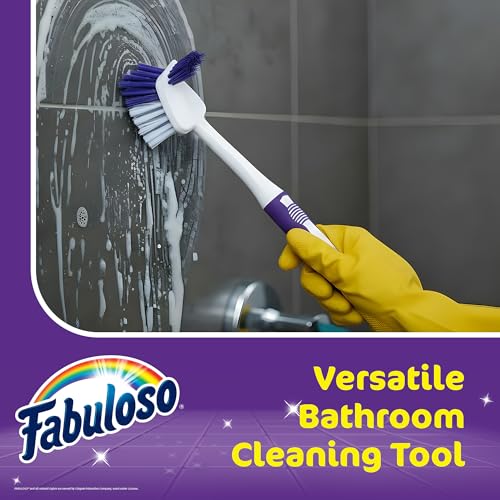 Fabuloso Tile Brush with Spot Scrubber, Long Bathroom Cleaning Brush with Medium Bristles, Shower Scrubber with Hanging Hole for Tile, Grout, Tubs, Floors and Bathroom Walls, 11 Inch - size: Tile Brush w/ Spot Scrubber