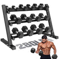 Dumbbell Sets with Rack, Rubber Hex Dumbbells, 160/220/280/360/450/550LBS, Hand Weights with Chrome Handle for Strength Training - color: 280lbs with Rack