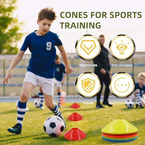 60/30 Pack Soccer Training Cones - Agility Cones with Carry Bag, Sturdy Disc Cones for Sports Training, Soccer, Football, Basketball, Indoor Outdoor Sports, Festive Events, Field Cone Markers - color: Multi-Color-60 Pack