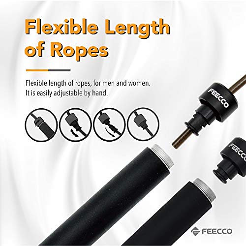 FEECCO 1/2 lb Weighted Jump Rope for Boxing, Cardio, Crossfit Workout, 8~11ft Range Adjustable Length Steel Ropes with Ball Bearings and Metal Handles, Suitable for Men and Women - color: 10' PVC Rope for 5'10"~6'3"