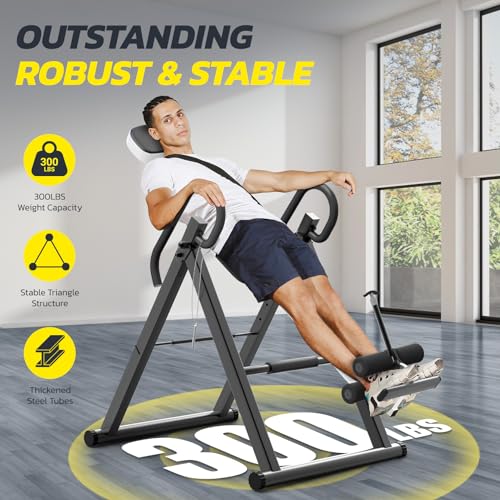 YOLEO Gravity Inversion Table for Back Pain Relief 2026 New Inversion Table w/Lumbar Support Easy to Assemble Back Stretcher Machine 300 lbs - color: White