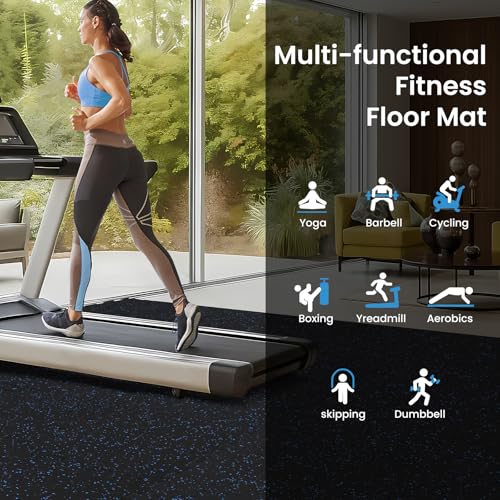 Upgraded 100% Rubber Flooring 0.6in Extra Thick - Interlocking Puzzle Floor Tiles for Home Gym Heavy Workout Equipment - Rubber Floor Tiles Non-Slip - Noise Reduction & Shock Bsorption - 6Pcs