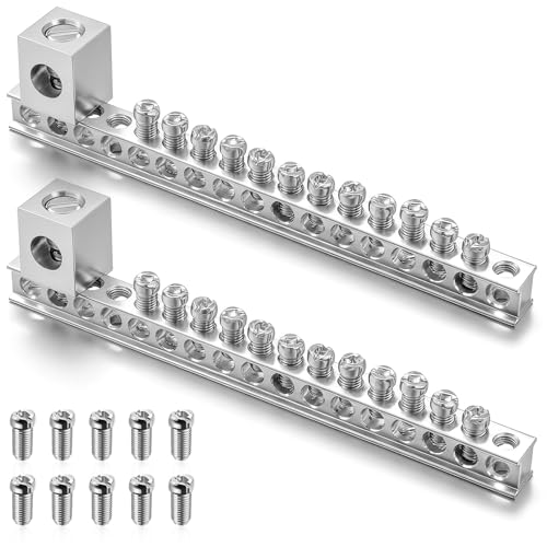 Relaxweex 2 Set Ground Bar Kit with 12 Terminal Positions and Ground Lug Bar Aluminum Grounding Lugs for Electrical Connections - size: 12 Terminal Positions