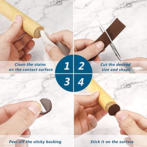 Shappy 2 Packs 120 x 1 x 0.12 Inch Felt Strips with Adhesive Backing Felt Tape Roll Non Slip Self Adhesive Cuttable Furniture Pads for Protecting Hardwood Floors, Chairs, Wall(Dark Brown) - size: 120 x 1 x 0.12 Inch
