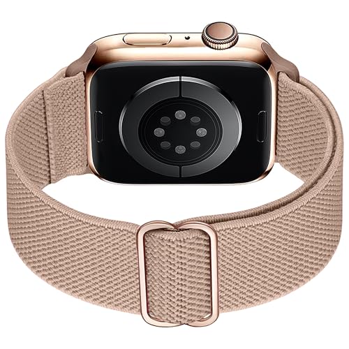 Stretchy Nylon Loop Bands Compatible with Apple Watch 38mm 40mm 41mm 42mm 44mm 49mm Adjustable Soft Elastics Strap Compatible with Apple Watch SE Ultra iWatch Series 8/7/6/5/4/3/2/1 (Rose - color: 1-Rose powder, size: 42mm(Series 3)/44mm/45mm/46mm/49mm
