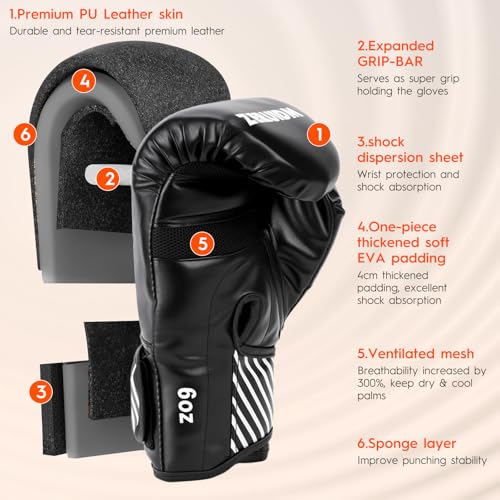 Kids Boxing Gloves 6 oz Youth Training Sparring Gloves for 3–12, Leather Ventilated Mesh, Boys Girls Junior Punching Gloves for PunchBag Focus Pads MMA Muay Thai Kickboxing - color: White