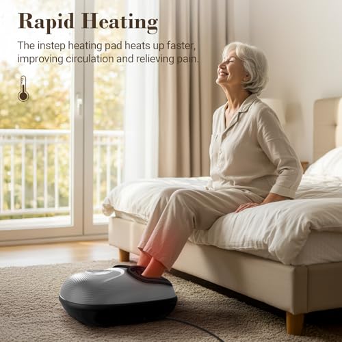 CuPiLo Foot Massager with Heat, FSA Eligible HSA Shiatsu Foot Massager Machine for Plantar Fasciitis, Adjustable Vibration & Pressure for Neuropathy Pain, Women Men Gifts, Fits Up to 12"(Gray) - color: Gray