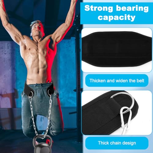 Dip Belt for Weightlifting,Weighted Pull Ups Belt with Chain,Weightlifting Belts for Men Women,Gym Workout Waist DipBelt for Weight Lifting,Squat,Training,Fitness Weight Belts